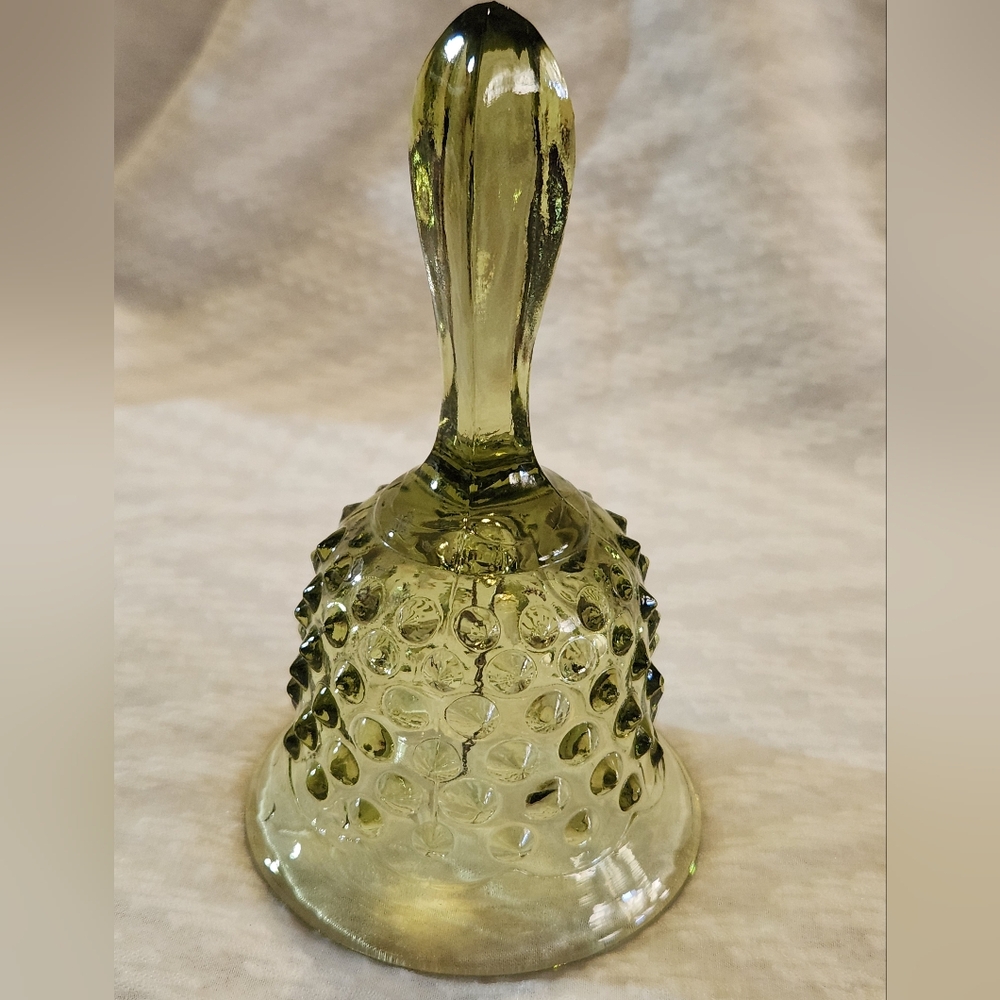 Vintage Fenton Green Hobnail Glass Bell